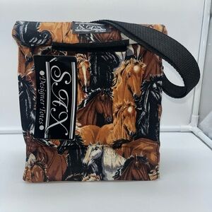 Sax Designer Totes Insulated Lunch Bag with Horses Print, New with Tag, 9x8x4